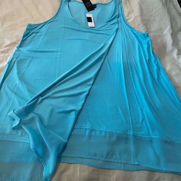 NEW PHOTOS! TANK TOP, ASYMMETRIC, LAYERED, ANGEL BLUE, SIZE 3X, SCOOP NECK, - Picture 7 of 11
